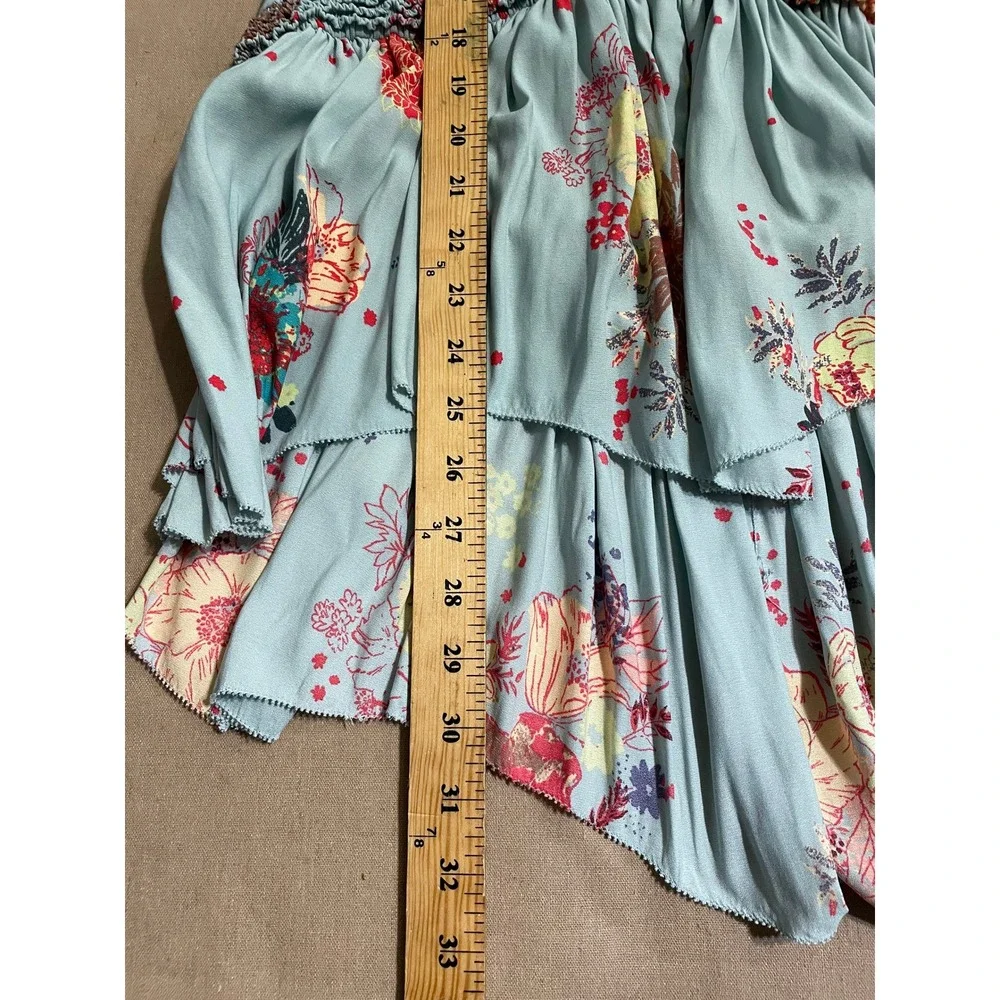 Free People Sleeveless Tunic Top Size XS Tiered Floral Babydoll Boho Grunge